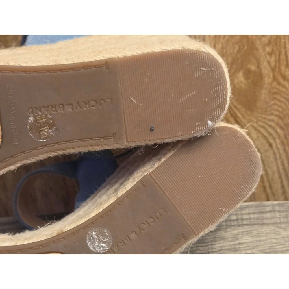 Lucky Brand‎ Moliey Wedge Espadrille Sandals Womens Size 9 Blue Fabric